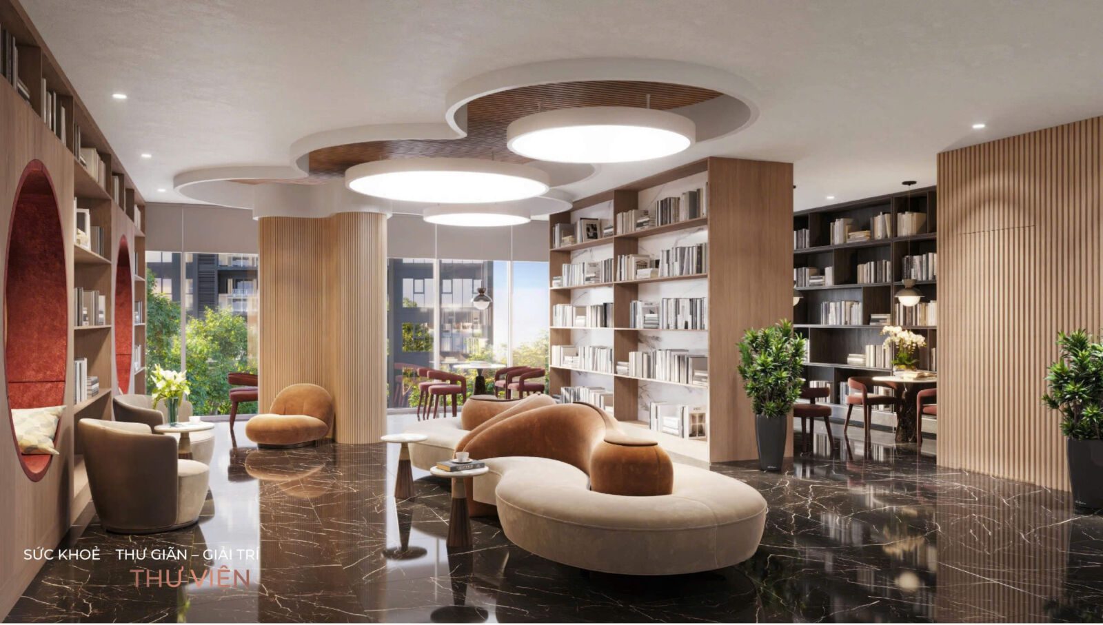 Thư viện cộng đồng căn hộ Capital Square Sơn Trà - không gian đọc sách tĩnh lặng
