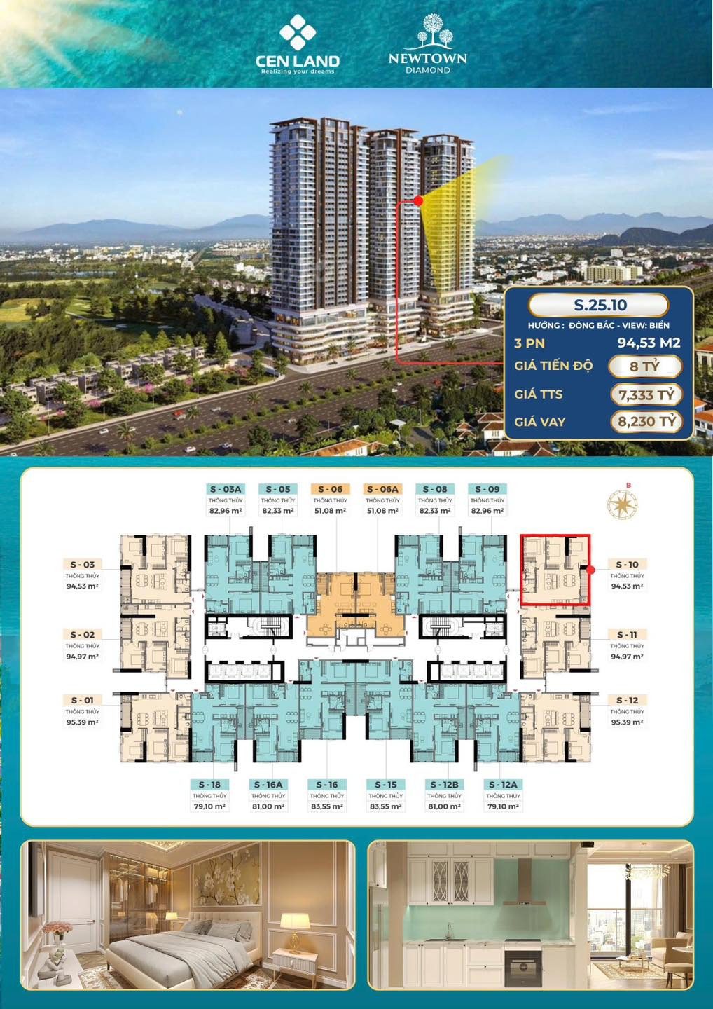 Giá căn hộ Newtown Diamond 2PN -2